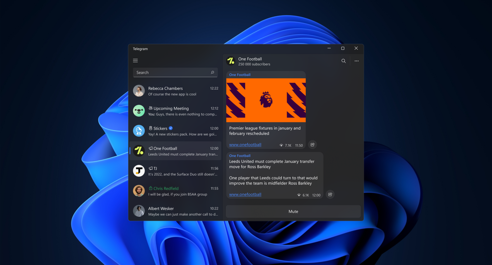 Экран Telegram для Windows