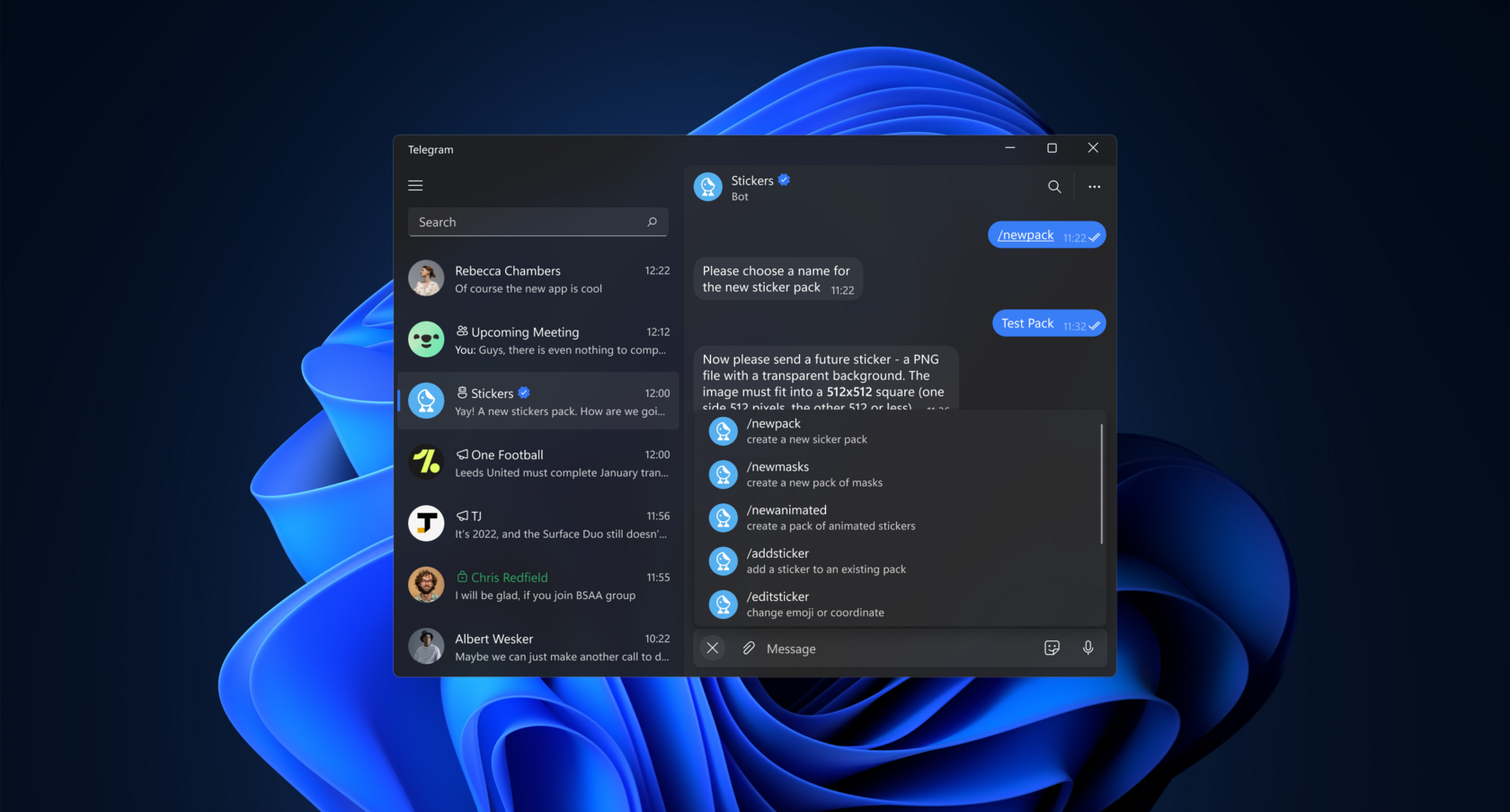 Экран Telegram для Windows